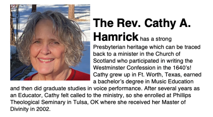 Letter from Cathy Hamrick for July 28 – Summer 2024 Pulpit Supply